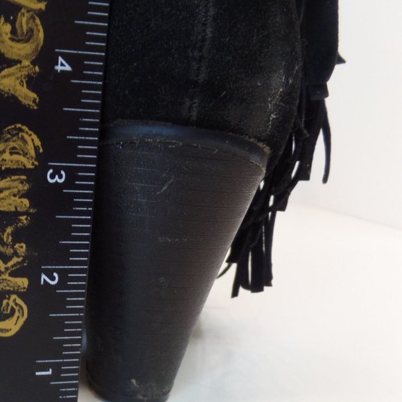 Unbranded Fringe Black Pleather Boots Studded Accents Sz 9 Model Kimbery-6 - Picture 6 of 12